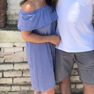 Sundry Off The Shoulder Periwinkle Blue Mini Dress. Size Medium.